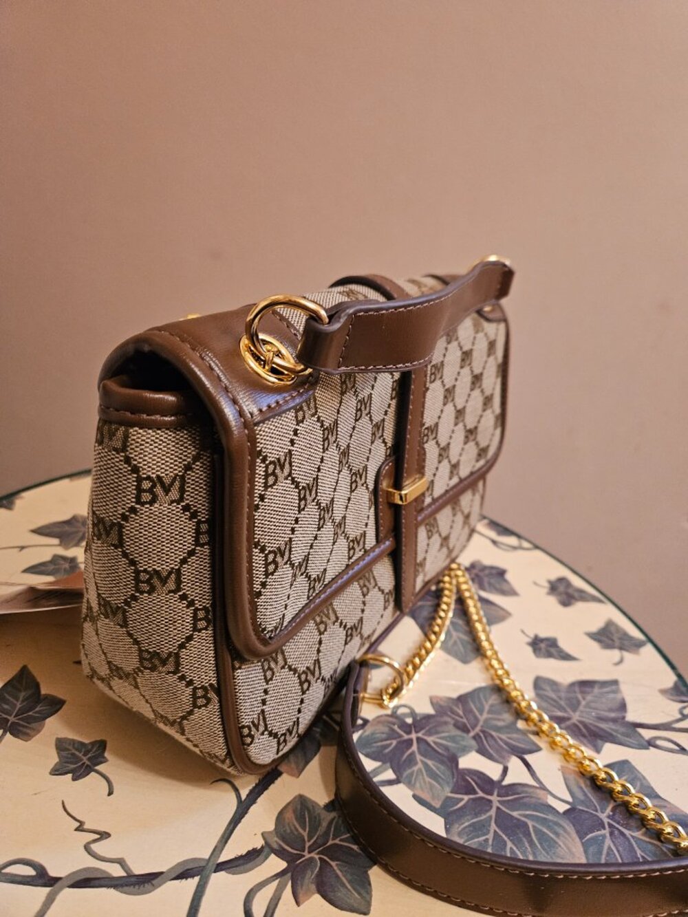 Brown & tan shoulder bag - Picture 3 of 5